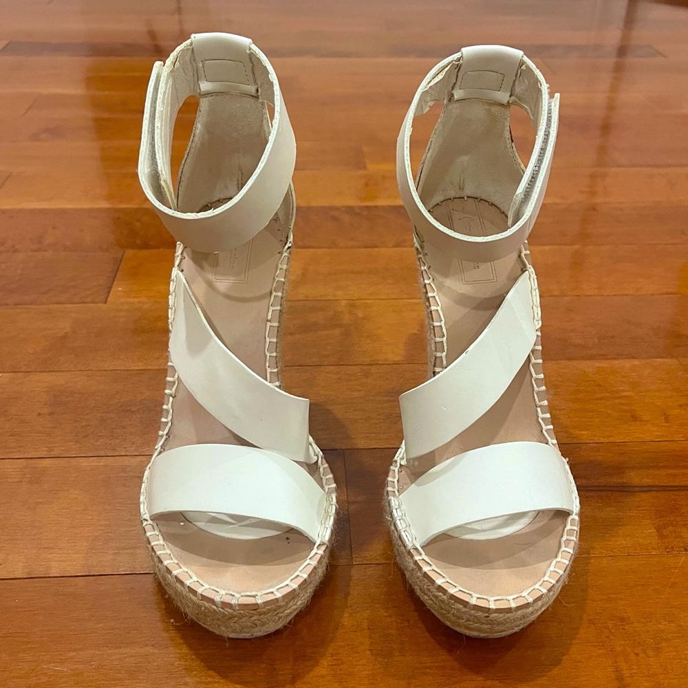 White Strap Wedges; Stradivarius; women EU 37 (US 6.5)